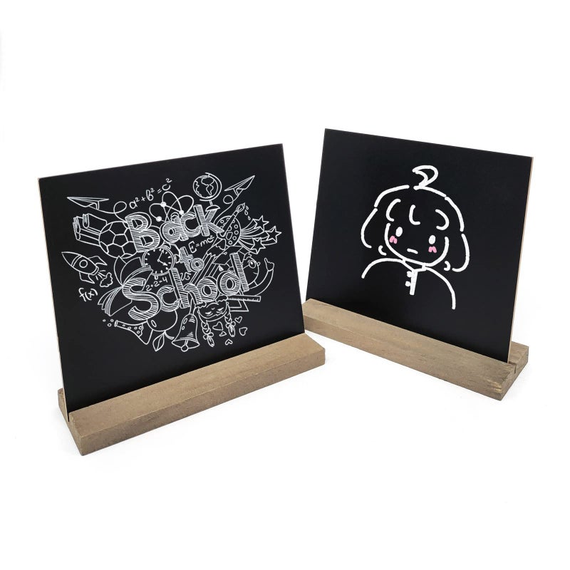DSTELIN 5 X 6 Inches Mini Tabletop Chalkboard Signs with Vintage Style Wood Base Stands, Set of 3 - Image 5